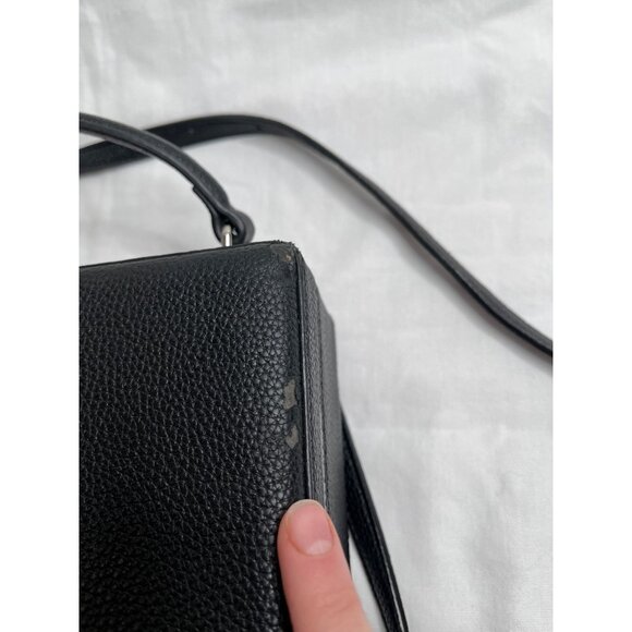 Brandon Blackwood Top Handle Small Trunk Bag Purse Black Pebbled Leather - Picture 4 of 12